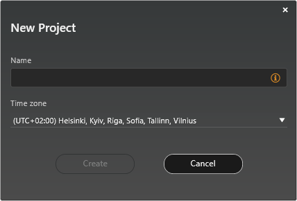 Creating a new Project Dialog