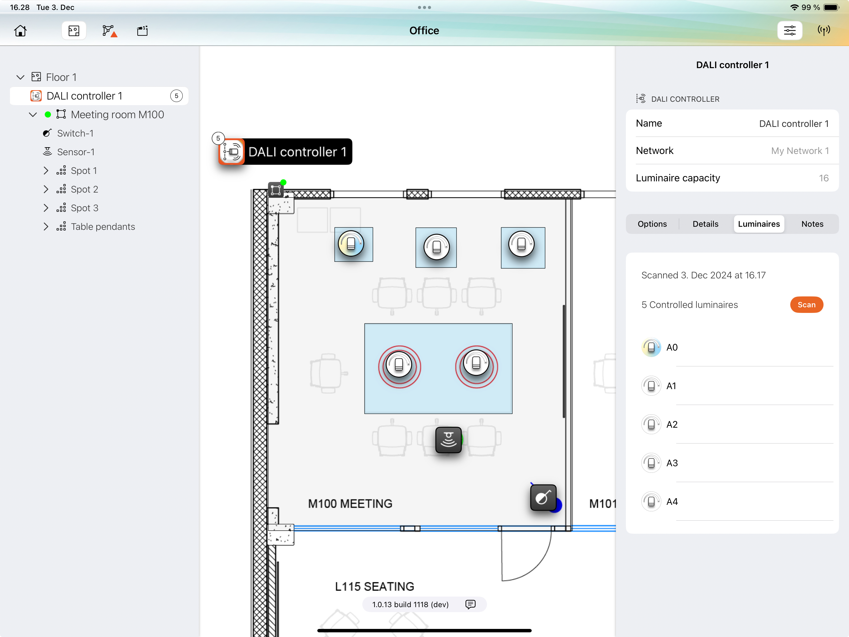 DALI controller properties after drivers added