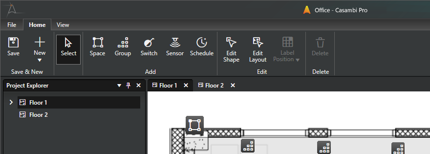 Screenshot of top ribbon