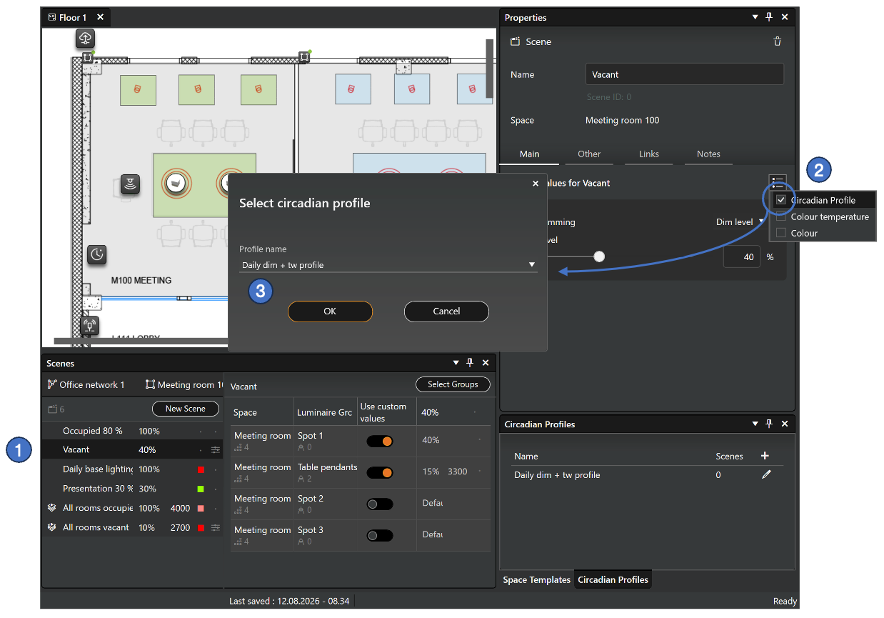 Applying a circadian profile on windows